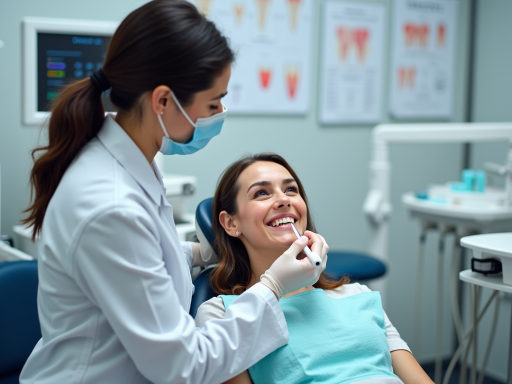 Dentist examining a patient at Nesma Medical Center